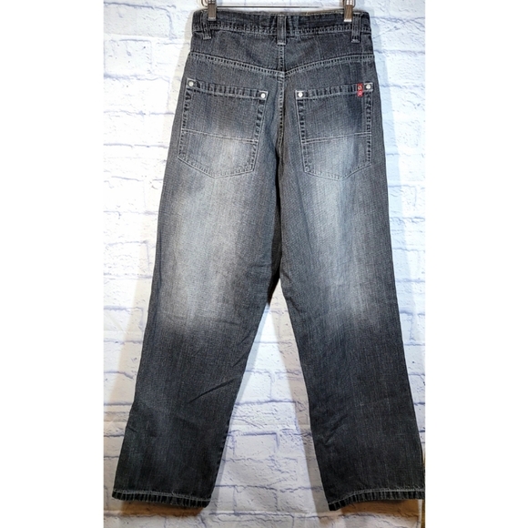 Southpole Y2K Wide Leg Baggy Jeans Red Tab Mens Size 30 Faded Black RN82628 - Picture 2 of 9